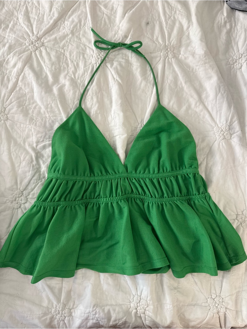 Zara Green Halter Peplum Tank